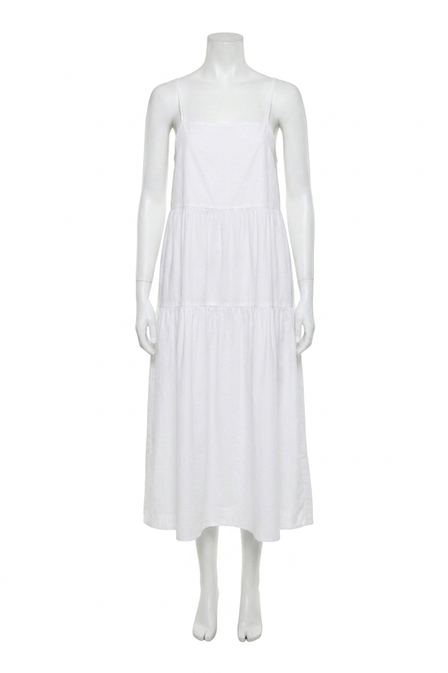 NEW ENZA COSTA strappy tiered dress in white